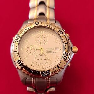 Citizen Gold Tone and Silver Stainless Steel Chronograph Watch